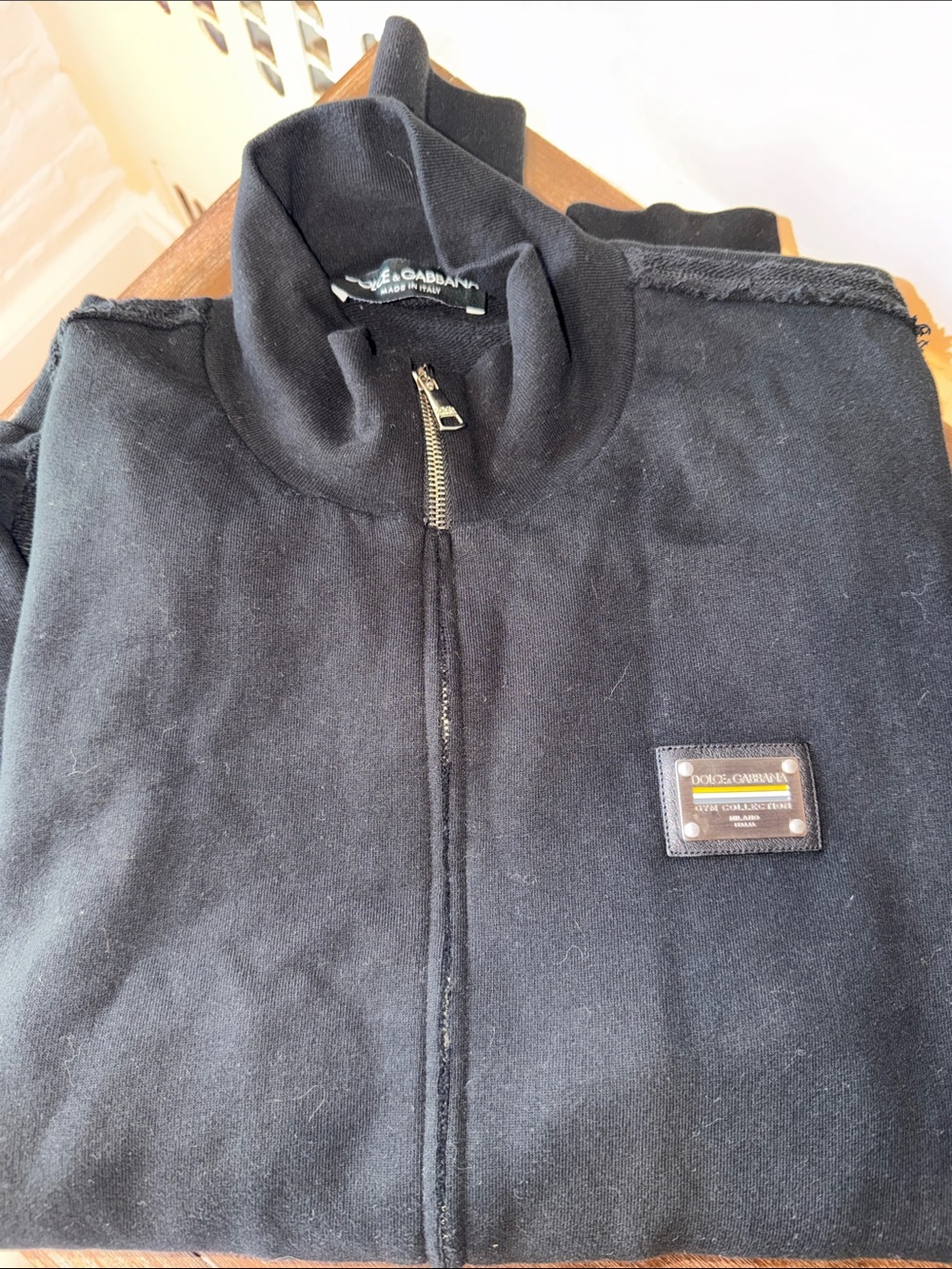 Dolce & Gabbana Black Zip-Up Shirt Jacket with Logo Plaque